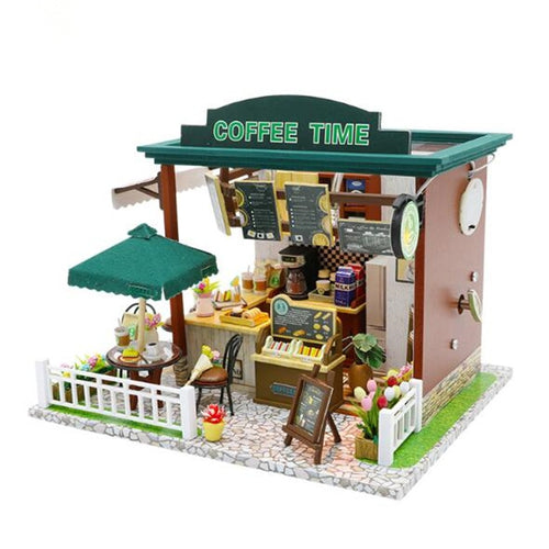 Miniature Coffee Shop Wooden Dollhouse