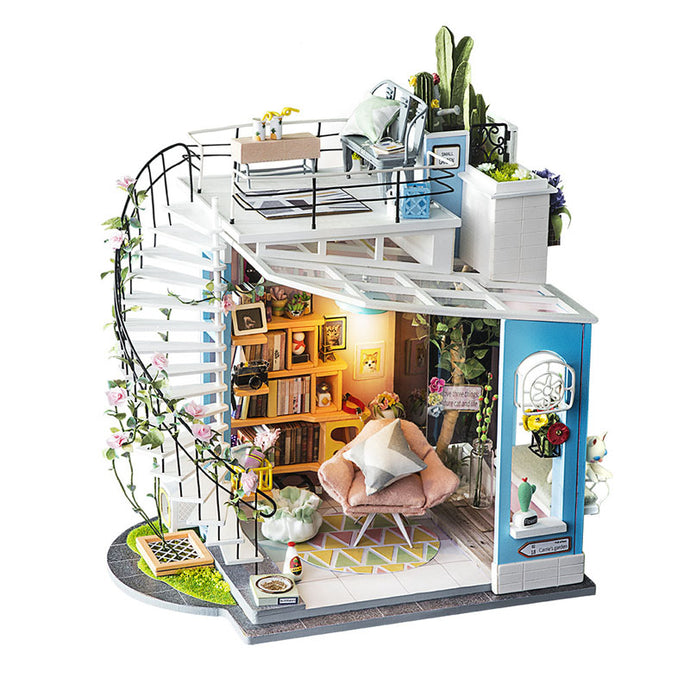 Wooden Doll House with  Loft Style